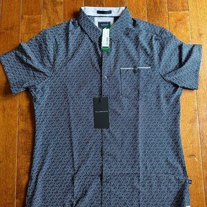 7 Diamonds Cube Short Sleeve 4 Way Stretch Shirt  - Navy, Large